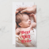 Beste cadeau ooit vakantie 3 foto geboorte aankond feestdagenkaart (Voorkant)