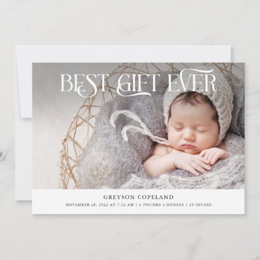 Beste cadeau ooit vakantie Baby Foto Geboorte Aankondiging (Voorkant)