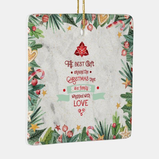 Beste cadeau rond de kerstboom op marmer keramisch ornament (Rechts)