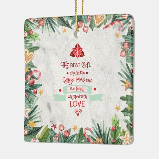 Beste cadeau rond de kerstboom op marmer keramisch ornament (Links)