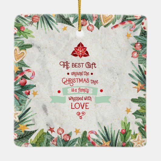 Beste cadeau rond de kerstboom op marmer keramisch ornament (Achterkant)
