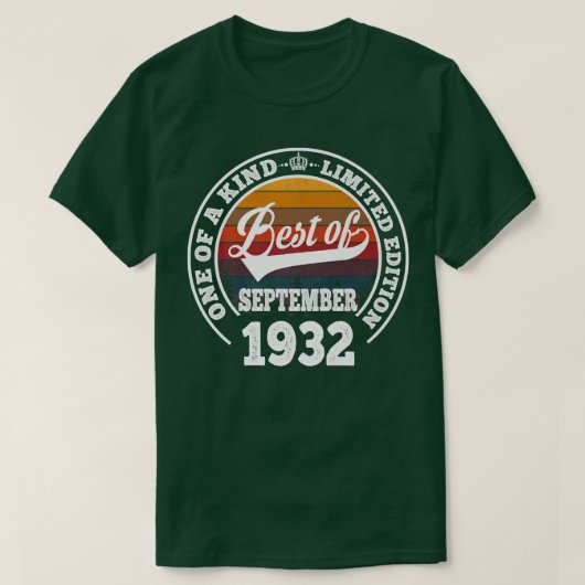 Beste cadeau van september 1932 90e verjaardag voo t-shirt (Design voorkant)