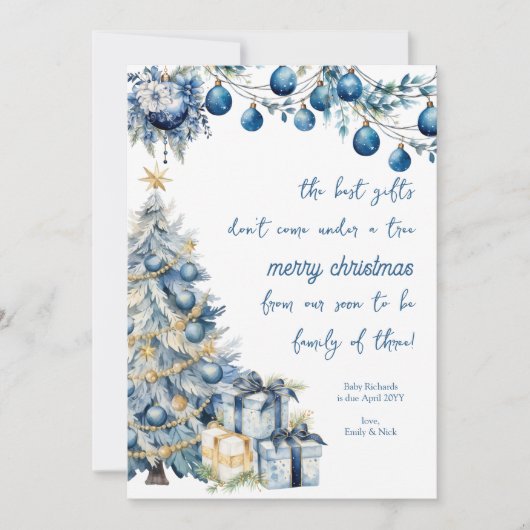 Beste Cadeaus Blauw Kerstzwangerschap Feestdagenkaart (Voorkant)