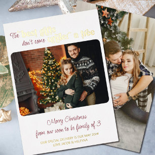 Beste Cadeaus Familie van 3 Kerst Zwangerschap 2 F Folie Feestdagenkaart