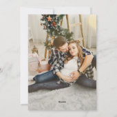 Beste Cadeaus Familie van 3 Twee Foto Blauwe Zwang Feestdagenkaart (Achterkant)