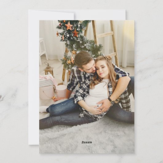 Beste Cadeaus Familie van 3 Twee Foto Blauwe Zwang Feestdagenkaart (Achterkant)