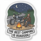 Beste Camping Is Wegkant Biker Motor Vinyl Sticker (Voorkant)
