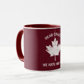Beste Canada, we haten hem te politiek protest Mok (Voorkant links)
