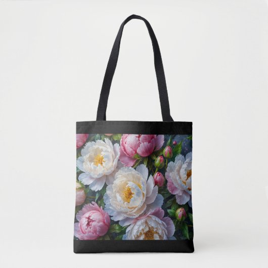 Beste Canvas tas voor vrouwen, met pioenen (Voorkant)