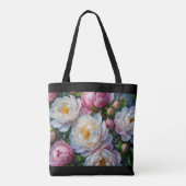 Beste Canvas tas voor vrouwen, met pioenen (Achterkant)