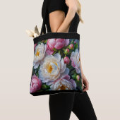 Beste Canvas tas voor vrouwen, met pioenen (Dichtbij)