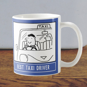 Beste Cartoon voor taxichauffeur met naamkeuze. Koffiemok
