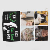 Beste Cat Dad By Par Fotocollage voor Vaderdag Golfhanddoek (Horizontaal)