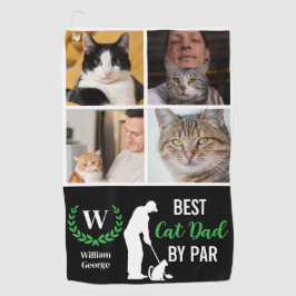 Beste Cat Dad By Par Fotocollage voor Vaderdag Golfhanddoek