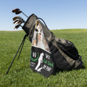 Beste Cat Dad By Par Fotocollage voor Vaderdag Golfhanddoek (Groen)