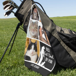 Beste Cat Dad By Par Fotocollage voor Vaderdag Golfhanddoek