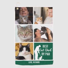 Beste Cat Dad By Par Fotocollage voor Vaderdag Golfhanddoek
