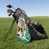 Beste Cat Dad By Par Fotocollage voor Vaderdag Golfhanddoek (Groen)