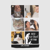 Beste Cat Dad By Par Fotocollage voor Vaderdag Golfhanddoek (Voorkant)