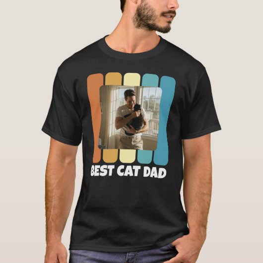 Beste Cat Dad Custom Foto  Sunset T-shirt (Voorkant)