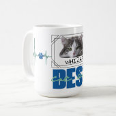 Beste Cat Dad hartslag modern design Koffiemok (Voorkant links)