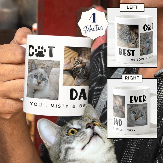 BESTE CAT DAD OOIT Foto Collage Paw Print Koffiemok