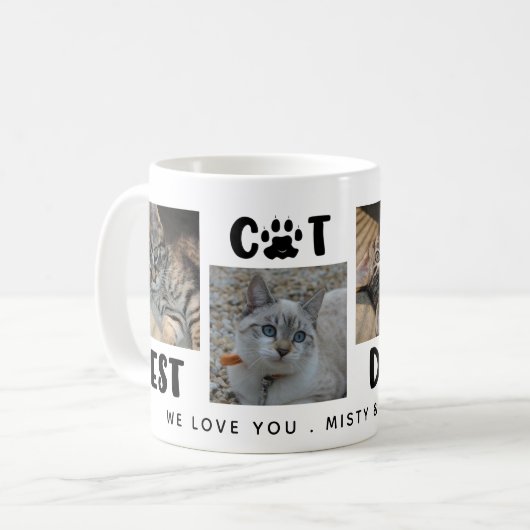 BESTE CAT DAD OOIT Foto Collage Paw Print Koffiemok (Voorkant links)