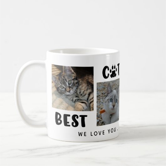 BESTE CAT DAD OOIT Foto Collage Paw Print Koffiemok (Links)