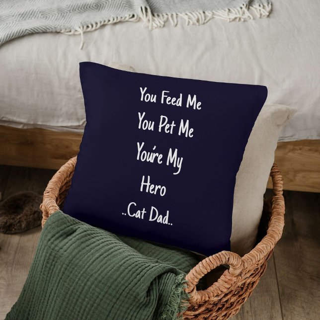 Beste Cat Dad ooit gepersonaliseerde Navy Blue Sch Kussen (Creator heeft geüpload)