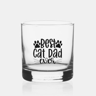 Beste Cat Dad ooit Pawprint Whisky Glas