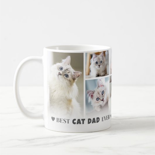 Beste Cat Dad Pet Fotocollage Koffiemok (Links)