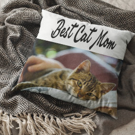 Beste Cat mam Foto Zwarte tekst Kussen