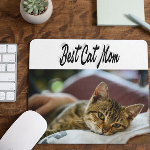 Beste Cat mam Foto Zwarte tekst Muismat