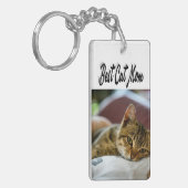 Beste Cat mam Foto Zwarte tekst Sleutelhanger (Voorkant Links)