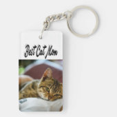 Beste Cat mam Foto Zwarte tekst Sleutelhanger (achterkant)