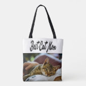 Beste Cat mam Foto Zwarte tekst Tote Bag (Achterkant)