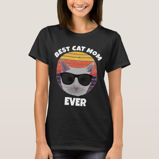 BESTE CAT MAM OOIT RETRO CIRCLE T-Shirts (Voorkant)