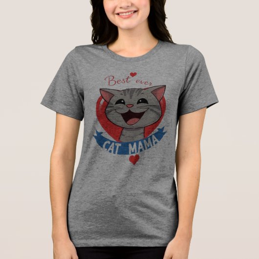 Beste CAT MAMA Tri-Blend Shirt (Voorkant)