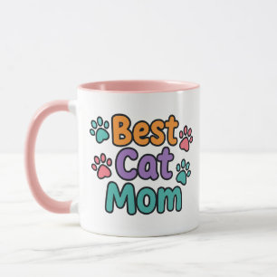 Beste Cat Mom Mok met Custom Photo Kleurrijk Lette