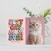 Beste Cat Mom ooit Retro Moederdag Kaart met Cut (Staand voorkant)