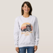Beste Cat Mom ooit Sweatshirt - Cool Cat met Sungl (Voorkant volledig)