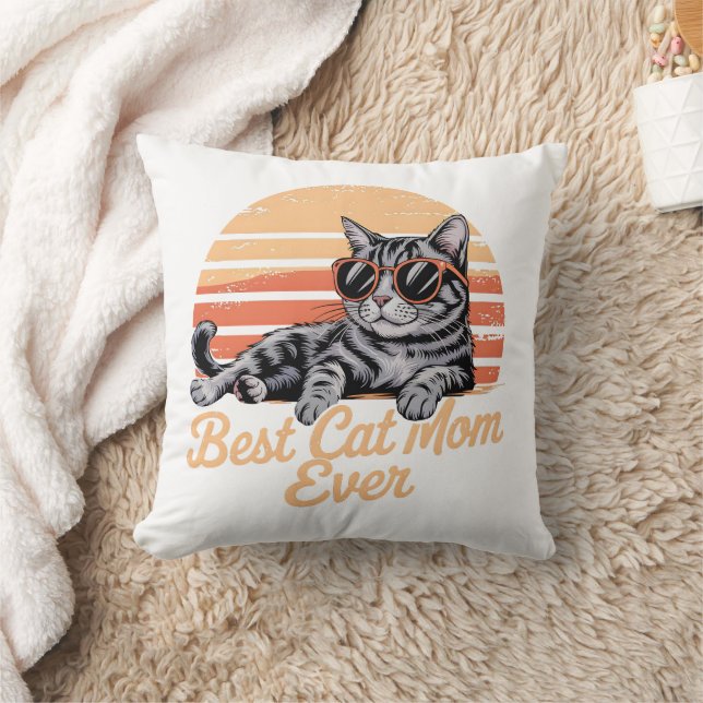 Beste Cat Mom ooit Sweatshirt - Cool Cat met Sungl Kussen (Deken)