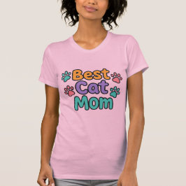 Beste Cat Mom T-Shirt – Kleurrijke Paw Print Desig