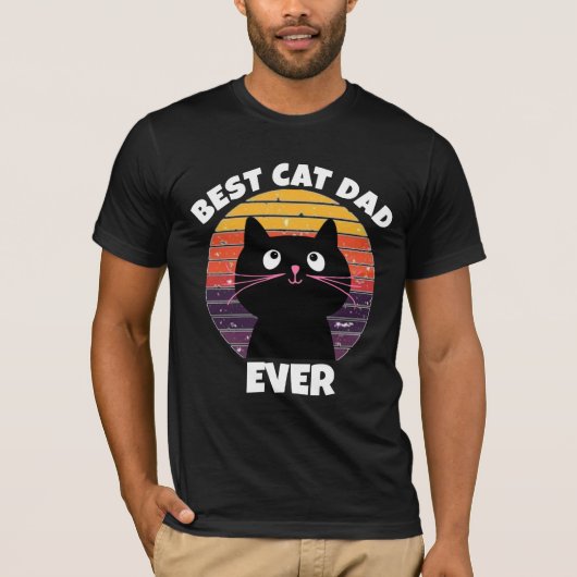 BESTE CAT PAPA OOIT  RETRO CIRCLE T-shirts (Voorkant)