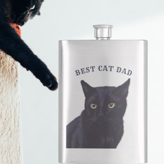 Beste Cat Papa Schattige Zwart Kat Vaderdag Flask Flacon