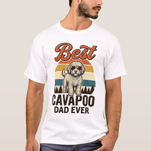 Beste Cavapoo vader ooit vintage honden shirt ontw (Voorkant)