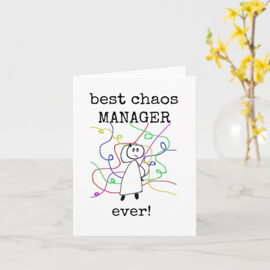 Beste Chaos Manager, baas appreciatie Kaart (Gele Bloem)
