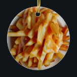 Beste Cheesy Christmas | Funny Cheese Fries Keramisch Ornament<br><div class="desc">Funny food pun kerstvakantie ornament. Realistische foto van cheesy friet. Cheesy kerst ornament.</div>