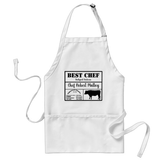 Beste Chef Barbecue Tekst Stier Silhouet Zwart Standaard Schort (Voorkant)