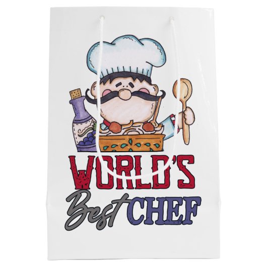 beste chef-kok-woordkunst ter wereld medium cadeauzakje (Achterkant)